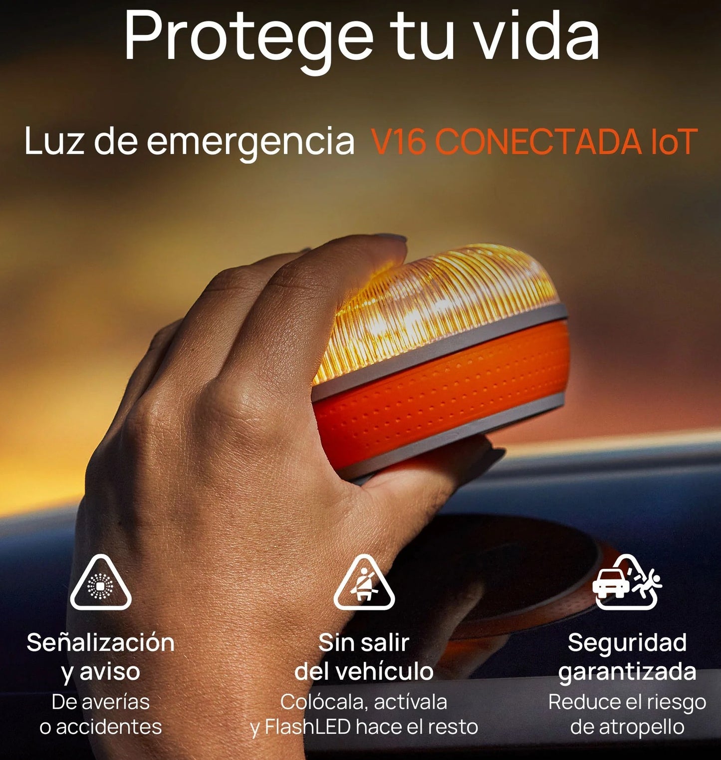 Luz de Emergencia V-16 Conectada DGT 3.0 FLASH LED (PACK 3 UNIDADES) Geolocalización incluida