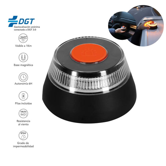 Baliza V16 Luz de Emergencia Conectada DGT 3.0 [FlashMate] [V16 Beacon Light Io T Ch-019] -Geolocalización Incluida