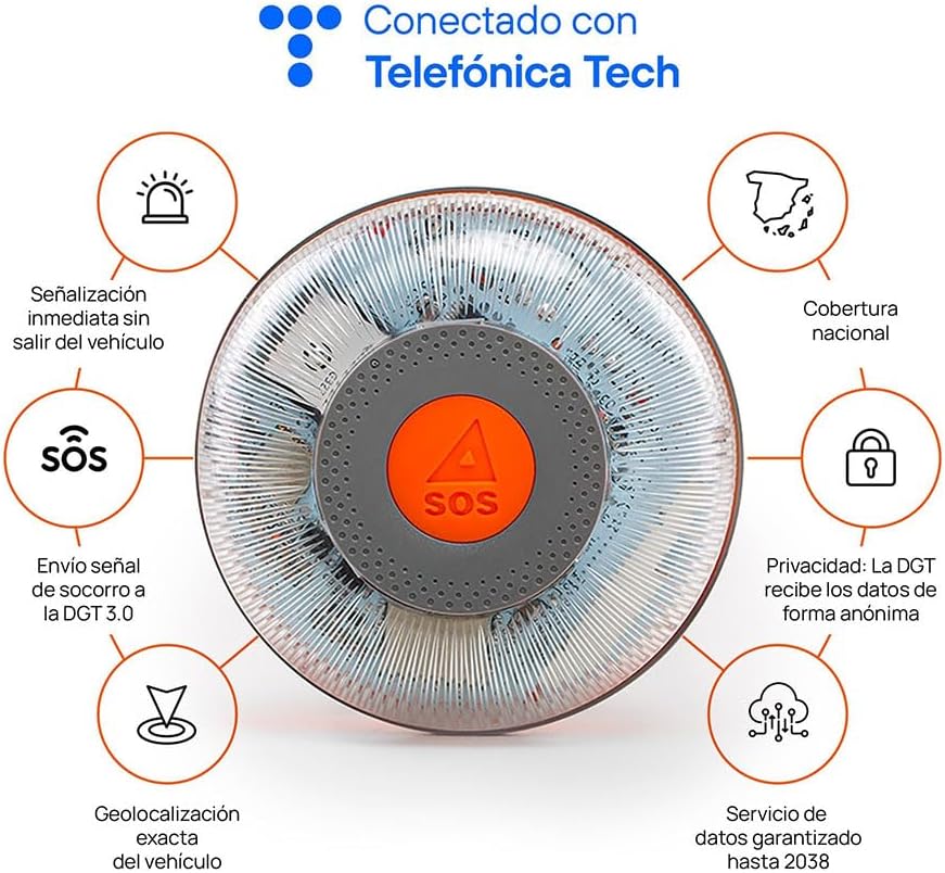 Luz de Emergencia V-16 Conectada DGT 3.0 FLASH LED (FLASHLEDSOS) - Geolocalización Incluida