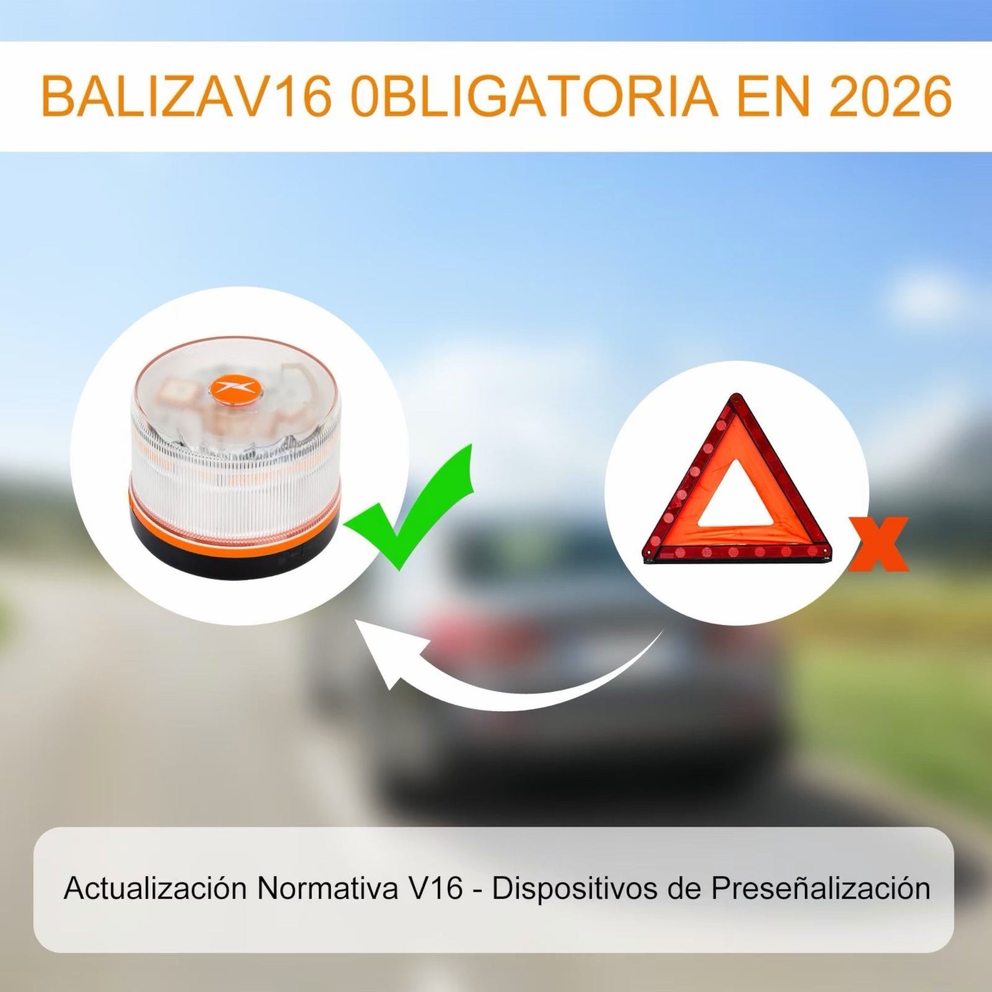 2026 Ultima Version Luz Emergencia Coche Homologado DGT, con SIM y Datos Pagados hasta 2038, Baliza v16 Homologada dgt con Geolocalizador, Obligatoria