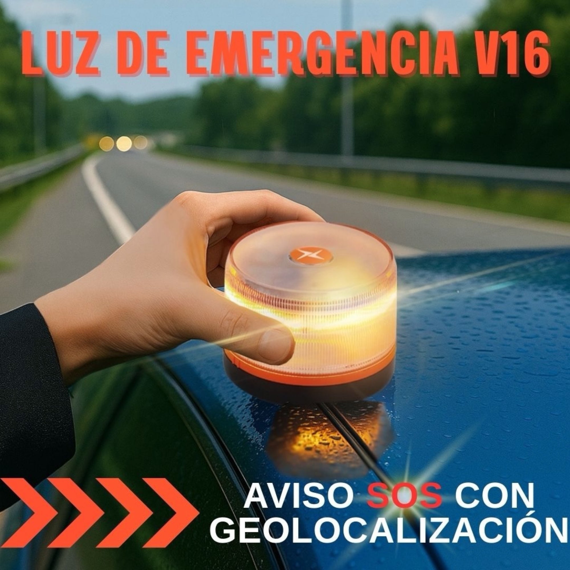 2026 Ultima Version Luz Emergencia Coche Homologado DGT, con SIM y Datos Pagados hasta 2038, Baliza v16 Homologada dgt con Geolocalizador, Obligatoria