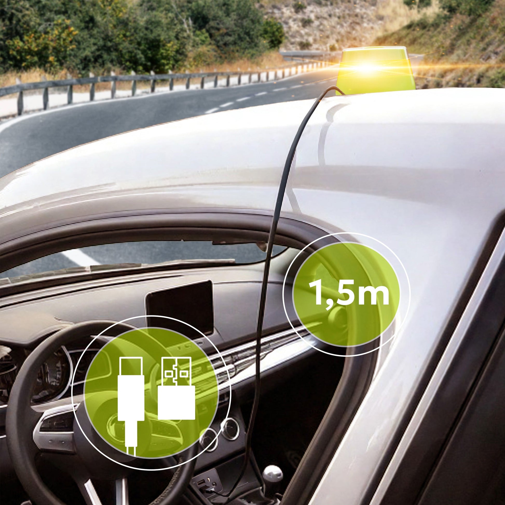 Baliza V16 LIGHTMUP PLUS x4 homologada DGT 3.0 con cable y geolocalización IoT.Con accesorios de emergencia.Obligatoria en 2026. Datos Telefónica Tech