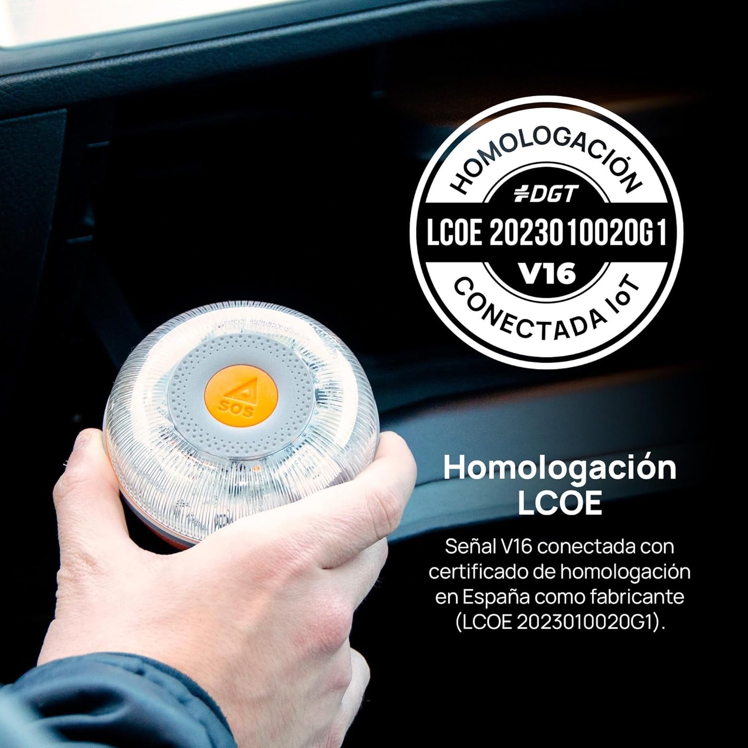 Luz de Emergencia V-16 Conectada DGT 3.0 FLASH LED (FLASHLEDSOS) - Geolocalización Incluida