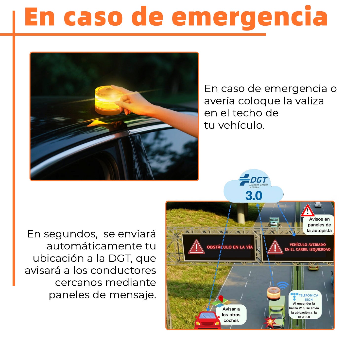 AITSSE- Baliza V16 Homologada DGT IDIADA PC25060170 con Geolocalización Cumple Normativa 2026, SIM y Datos Pagados Hasta 2038- 3 unidades