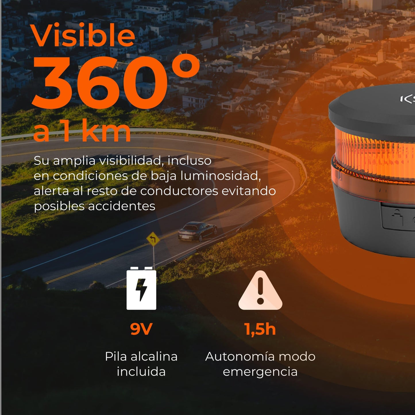 Baliza V16 homologada DGT geolocalizada KSIX Safety Light IoT