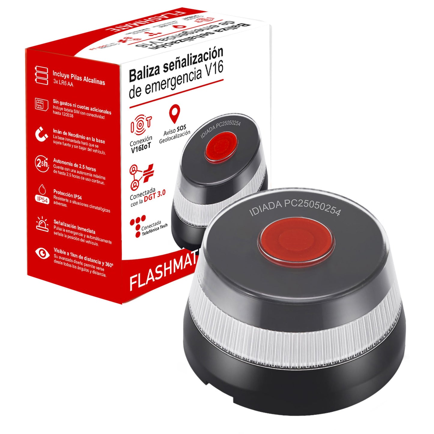 LEDBOX Baliza señalización de emergencia V16 con geolocalización 3.0 y Homologada DGT - IDIADA PC25050254
