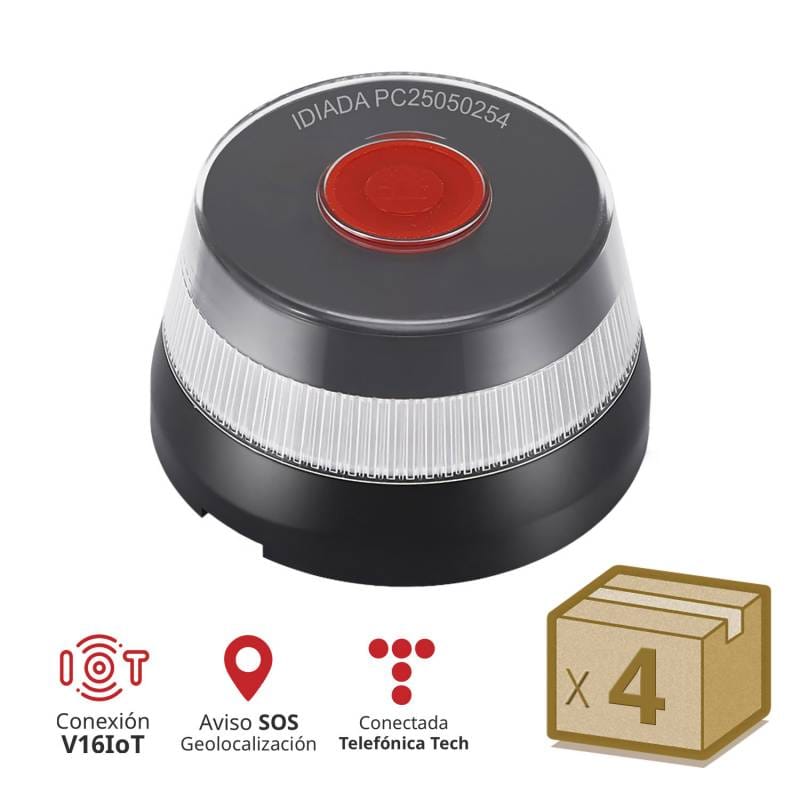 LEDBOX Pack 4x Baliza señalización de emergencia V16 con geolocalización 3.0 y Homologada DGT - IDIADA PC25050254