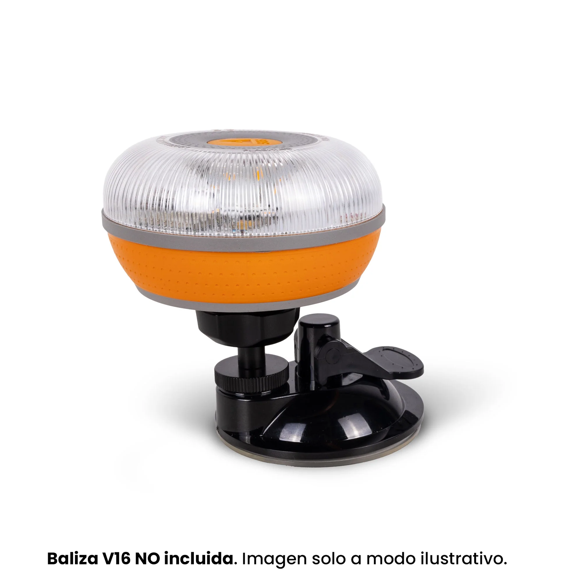 FlashLED Soporte con ventosa corto articulado para baliza V16 conectada, diseño compacto, práctico y de instalación rápida