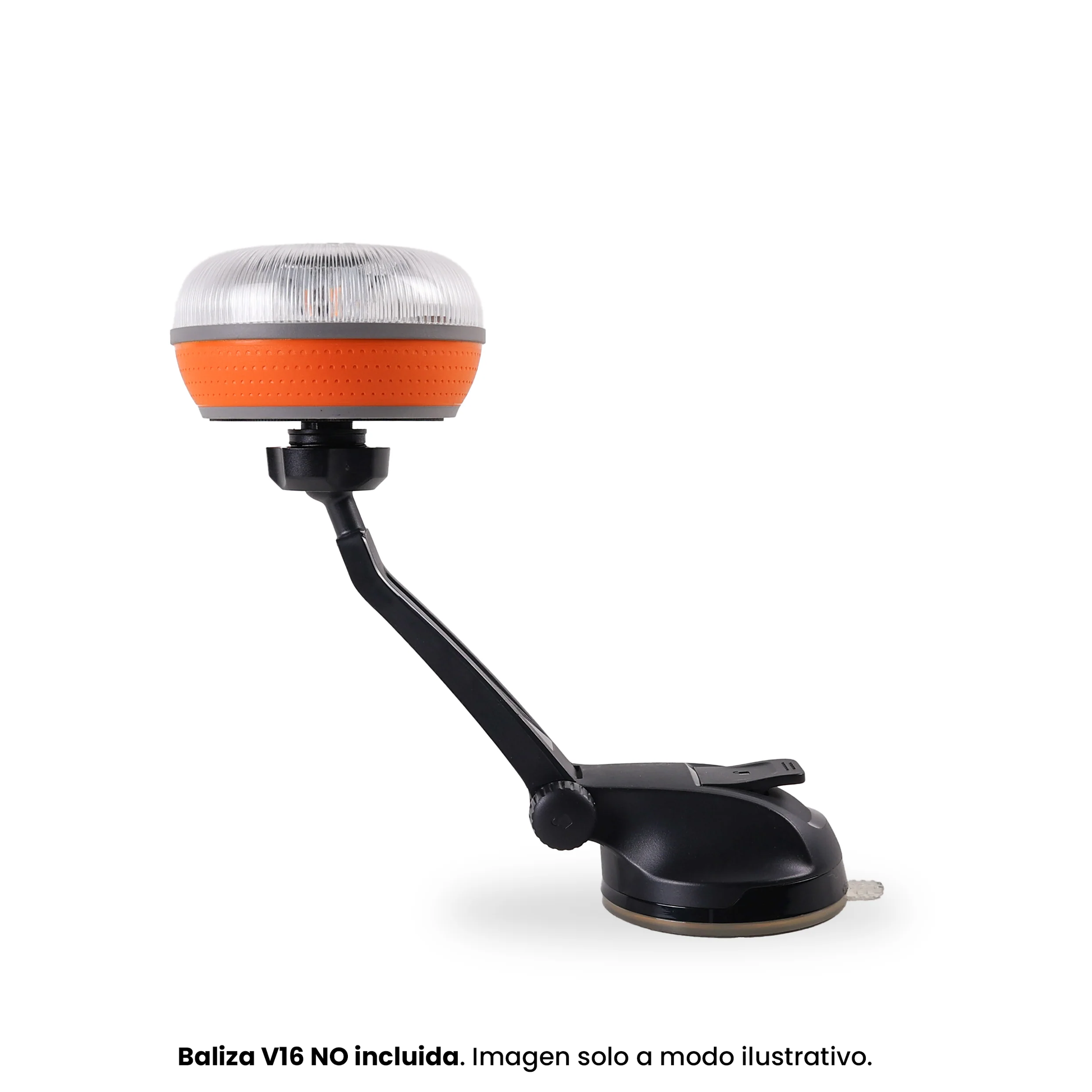 FlashLED Soporte con ventosa largo articulado para baliza V16 conectada, máxima visibilidad y fijación segura en carretera
