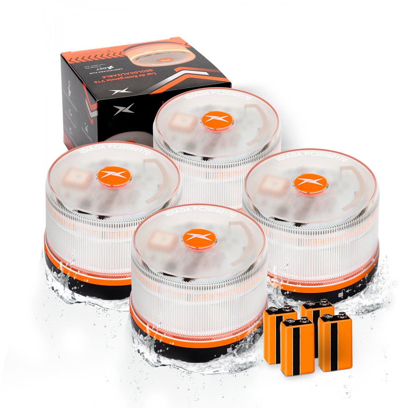 AITSSE- Baliza V16 Homologada DGT IDIADA PC25060170 con Geolocalización Cumple Normativa 2026, SIM y Datos Pagados Hasta 2038- 4 unidades