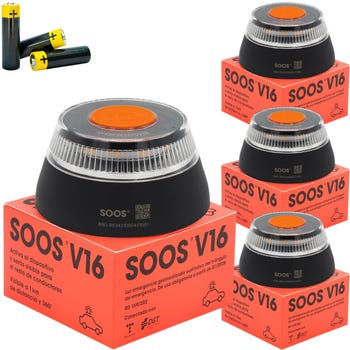 Pack 4 Luz de Emergencia V-16 Conectada DGT 3.0 SOOS V16IoT - Geolocalización Incluida
