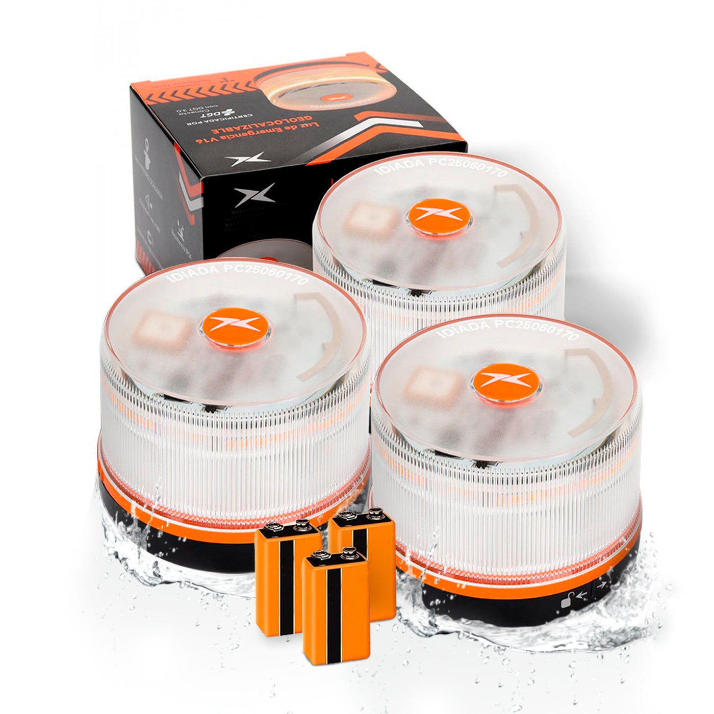 AITSSE- Baliza V16 Homologada DGT IDIADA PC25060170 con Geolocalización Cumple Normativa 2026, SIM y Datos Pagados Hasta 2038- 3 unidades