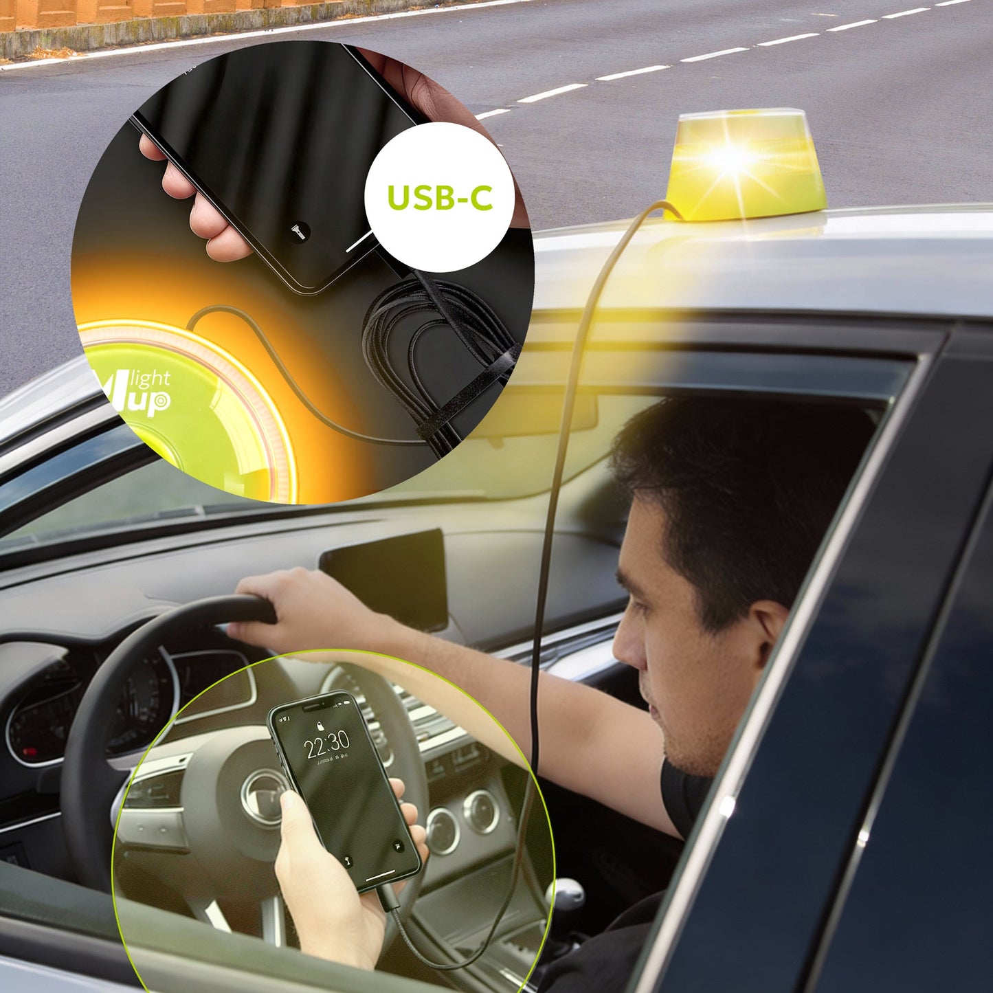 Baliza V16 LIGHTMUP PLUS x4 homologada DGT 3.0 con cable y geolocalización IoT.Con accesorios de emergencia.Obligatoria en 2026. Datos Telefónica Tech