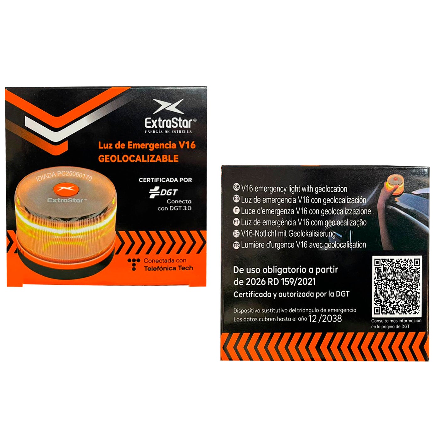 Baliza V16 Homologada DGT con Geolocalización, Cumple Normativa 2026- 2 unidades