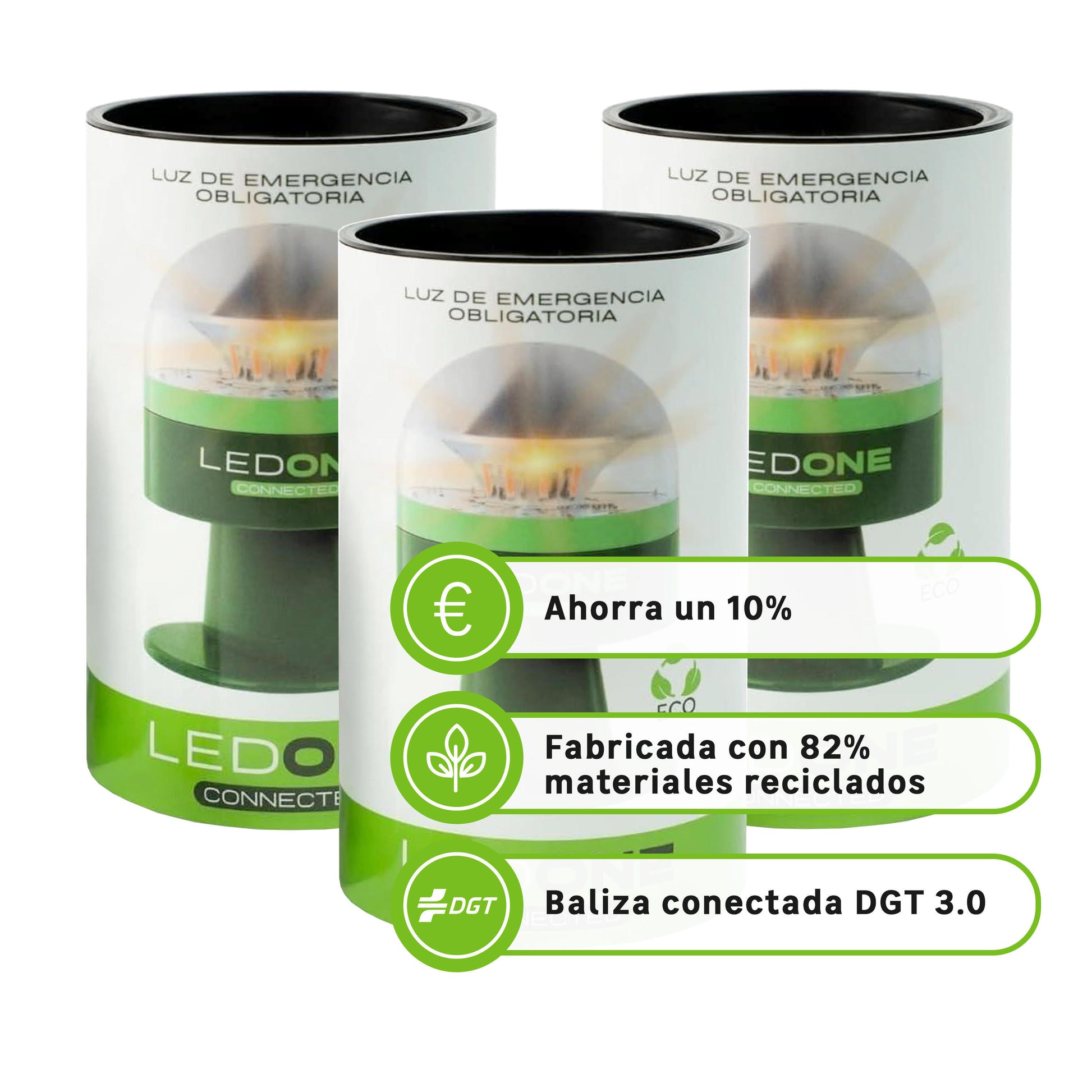 Pack 3 Balizas V16 homologada DGT geolocalizada LEDONE Connected