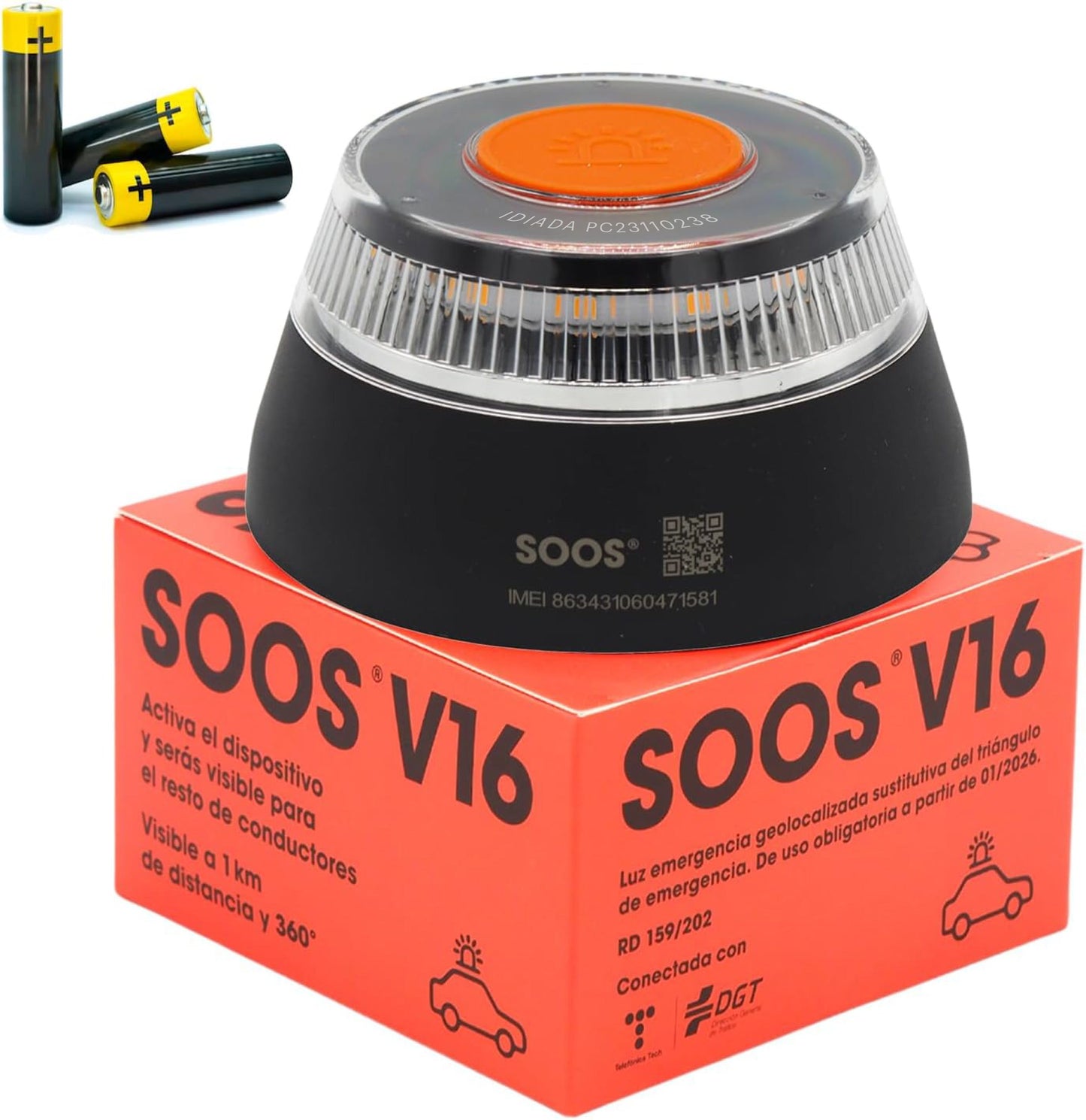 Luz de Emergencia V-16 Conectada DGT 3.0 SOOS V16IoT - Geolocalización Incluida