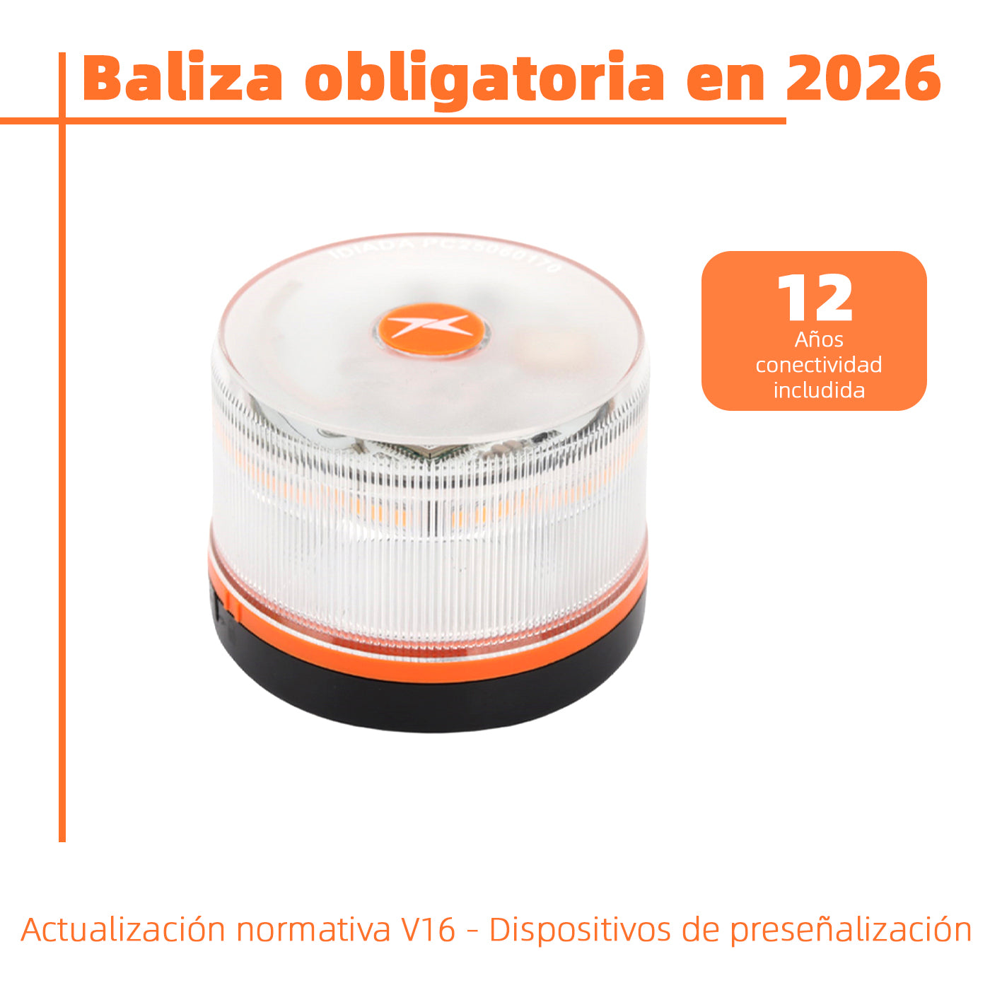 AITSSE- Baliza V16 Homologada DGT IDIADA PC25060170 con Geolocalización Cumple Normativa 2026, SIM y Datos Pagados Hasta 2038- 3 unidades