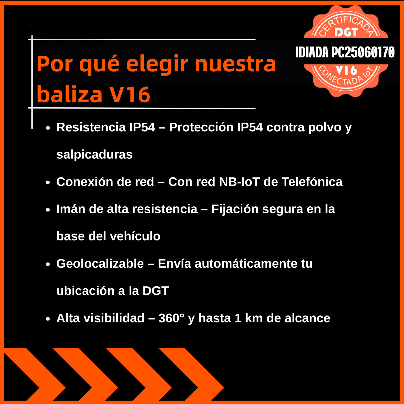 AITSSE- Baliza V16 Homologada DGT IDIADA PC25060170 con Geolocalización Cumple Normativa 2026, SIM y Datos Pagados Hasta 2038- 4 unidades