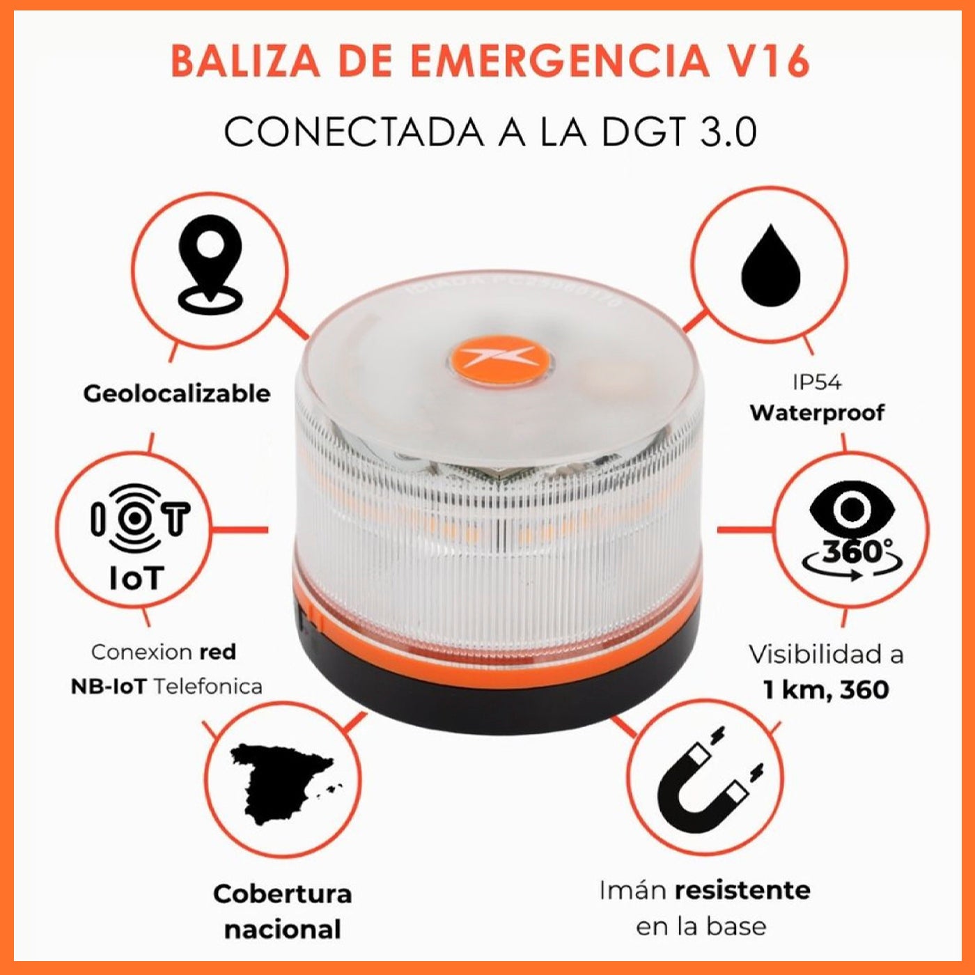 Baliza V16 Homologada DGT con Geolocalización, Cumple Normativa 2026- 2 unidades