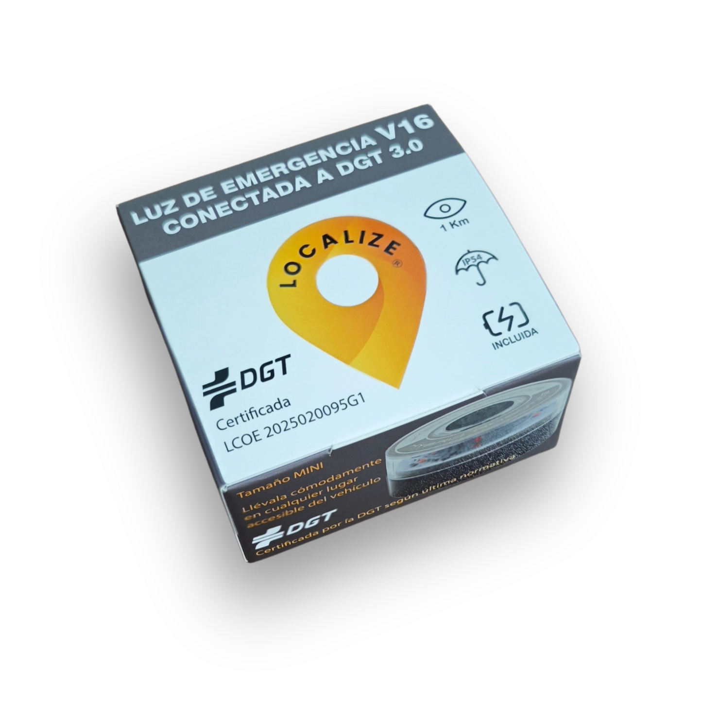 Baliza V16 Homologada DGT 3.0 Geolocalizada LOCALIZE SIM hasta 2039- Resistencia IP54 -780 lúmenes- 2,5h Autonomía - Compacta